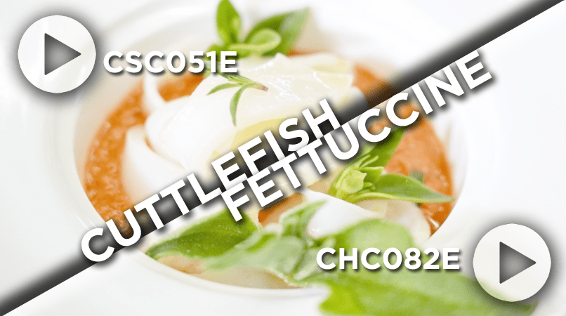 CUTTLEFISH FETTUCCINE, LOW TEMPERATURE COOKED, WITH SUMMER GAZPACHO